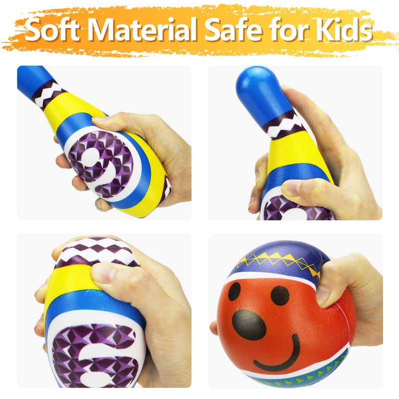 iPlay, iLearn Kids Bowling Toys Set, Toddler Indoor Outdoor Activity Play Game, Soft 10 Foam Pins & Two Balls Playset, Educational, Birthday Party Gift for 18 24 Months, 2 3 Year Old Children Boy Girl - Image 3